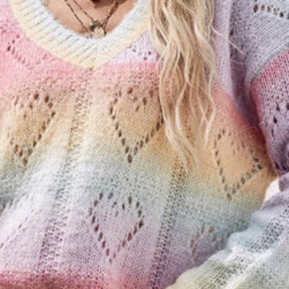 Rainbow heart sweater Medium. NWT - Picture 7 of 8